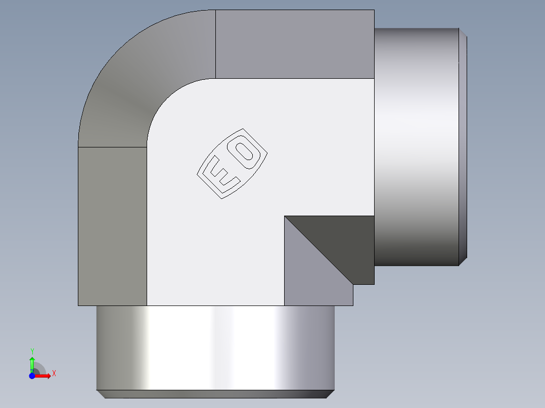 卡套式工业通用硬管接头EO_Union_elbow_W28L71X前视图