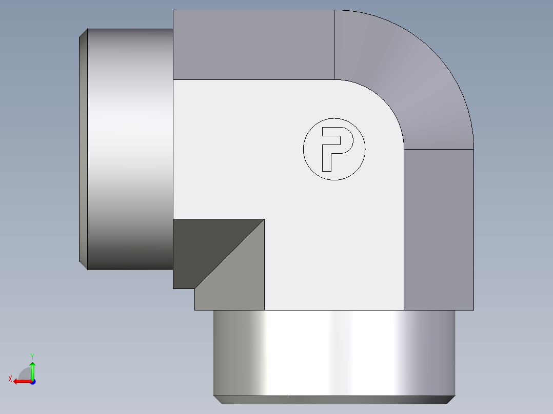 卡套式工业通用硬管接头EO_Union_elbow_W28L71X后视图