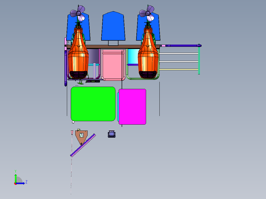 钓鱼爱好者的水上船屋左视图