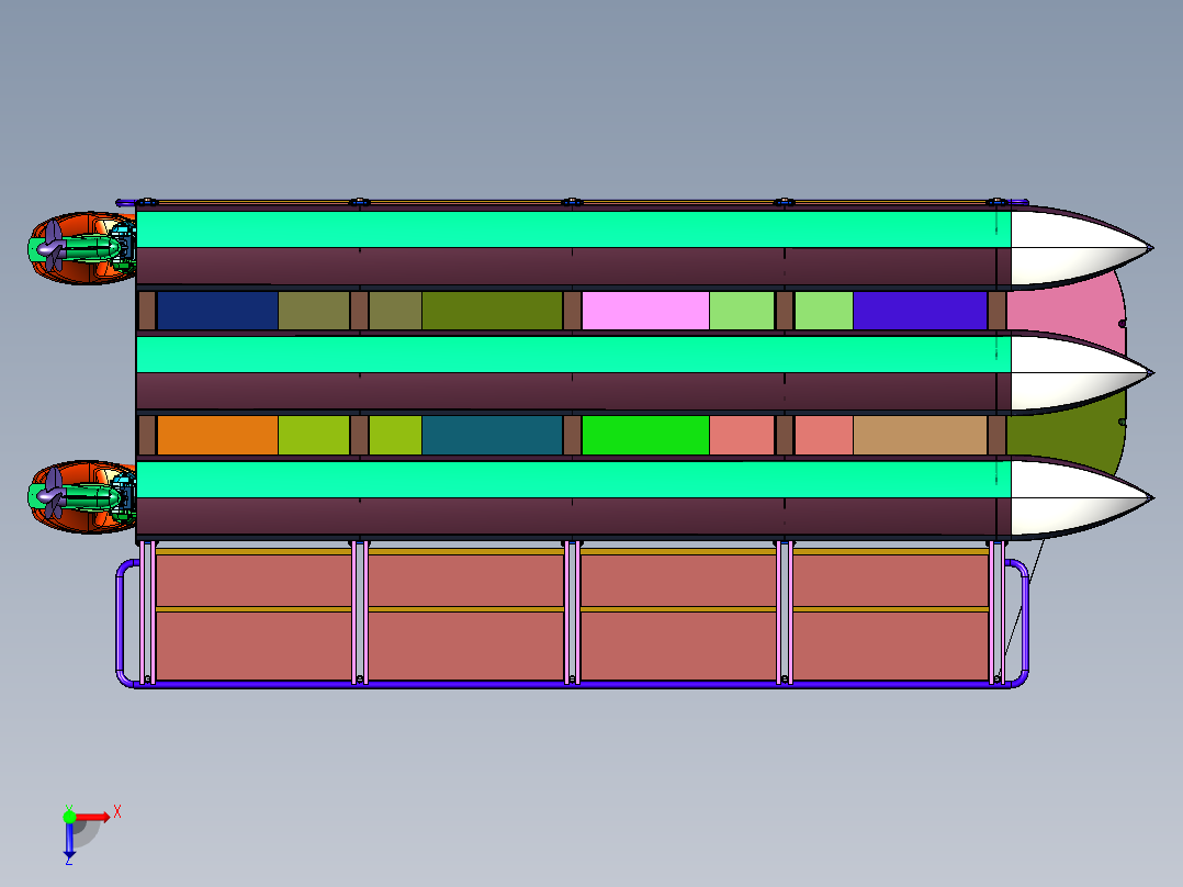 钓鱼爱好者的水上船屋俯视图