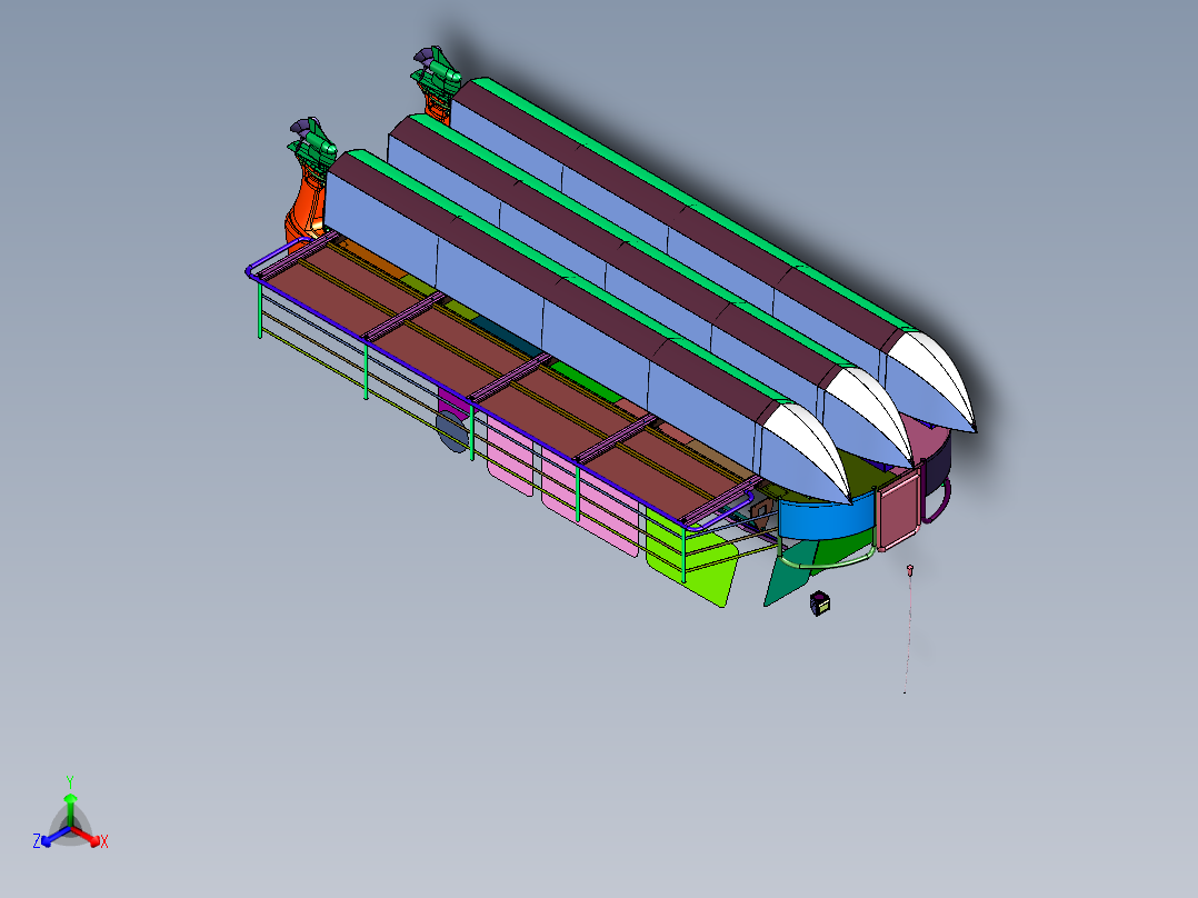 钓鱼爱好者的水上船屋正等轴测图