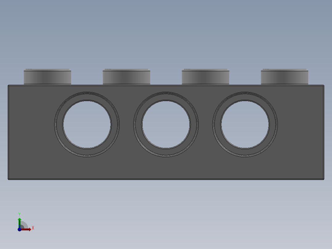 乐高机械组积木（横梁）-370101 White Technic Brick 1 x 4 with Holes前视图