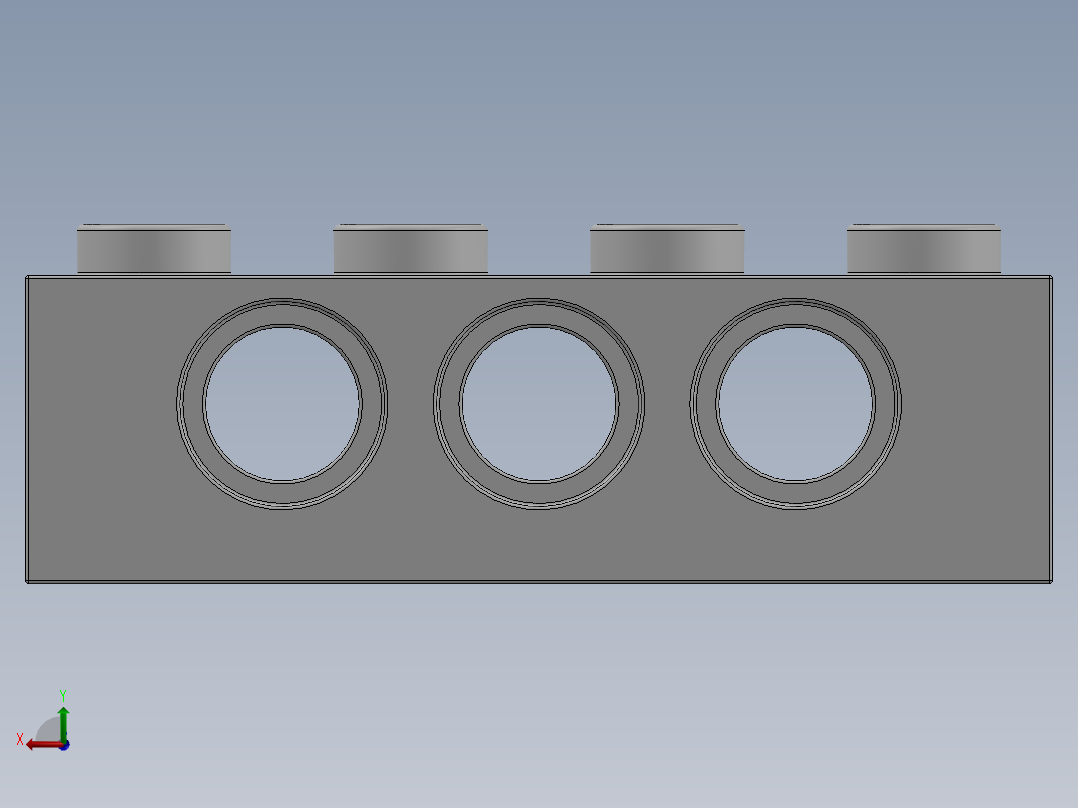 乐高机械组积木（横梁）-370101 White Technic Brick 1 x 4 with Holes后视图