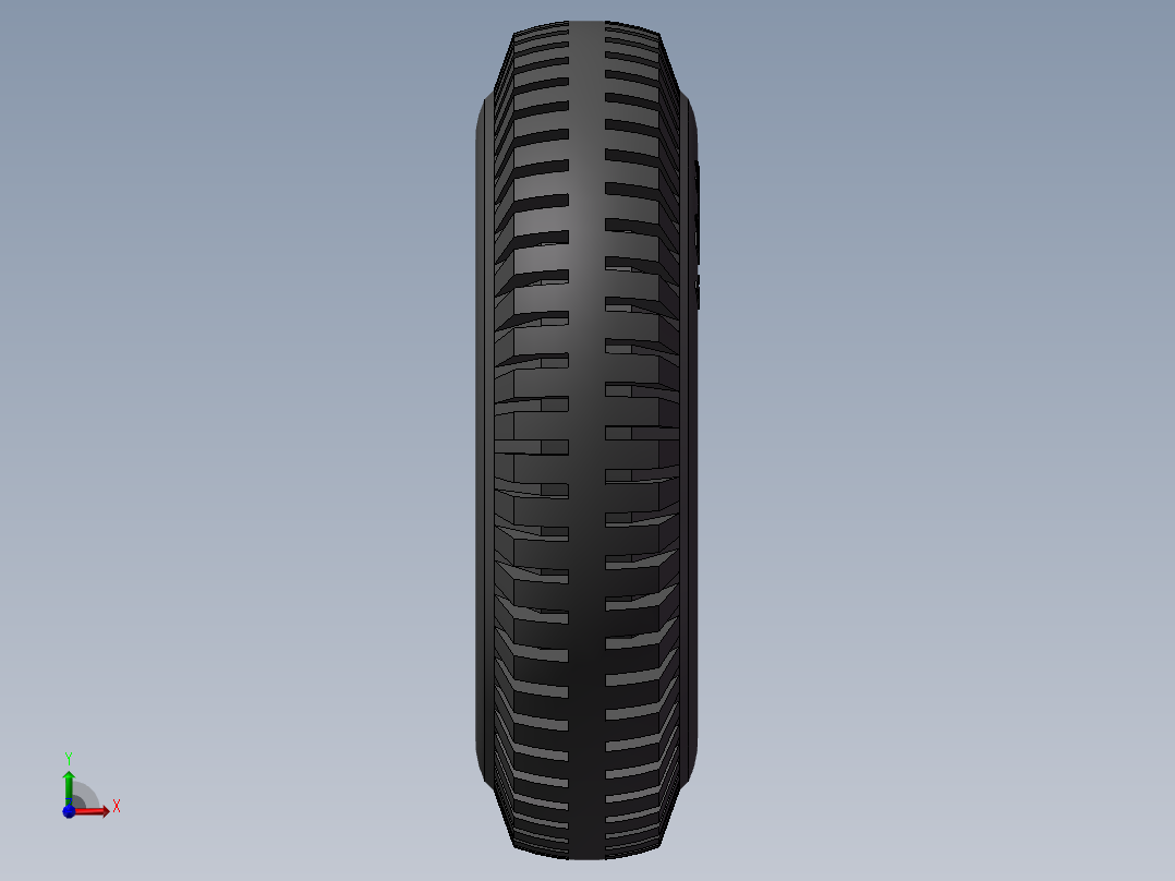 三轮摩托车前后外胎3D模型前视图