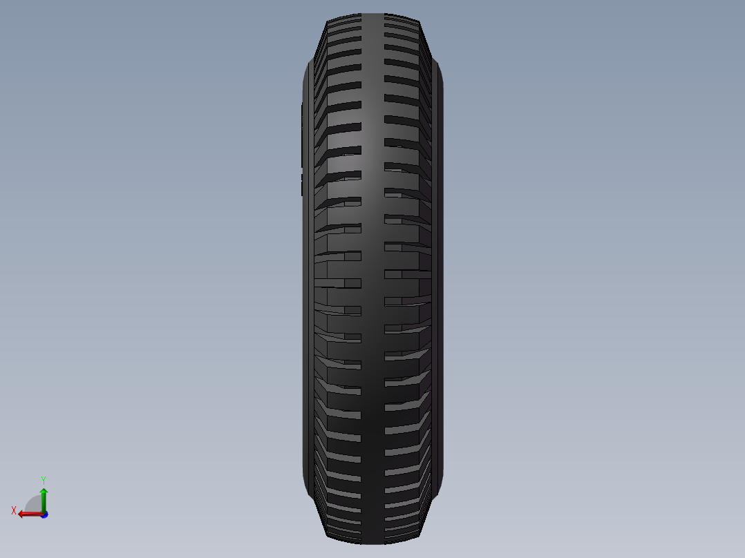 三轮摩托车前后外胎3D模型后视图