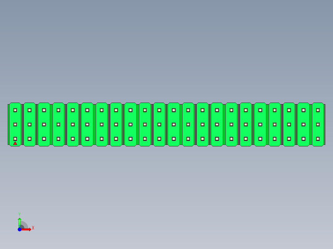 彩色公头100mil（2.54mm）系列-DS1021_green_3x22p_100mil_Type43_rev1.0前视图