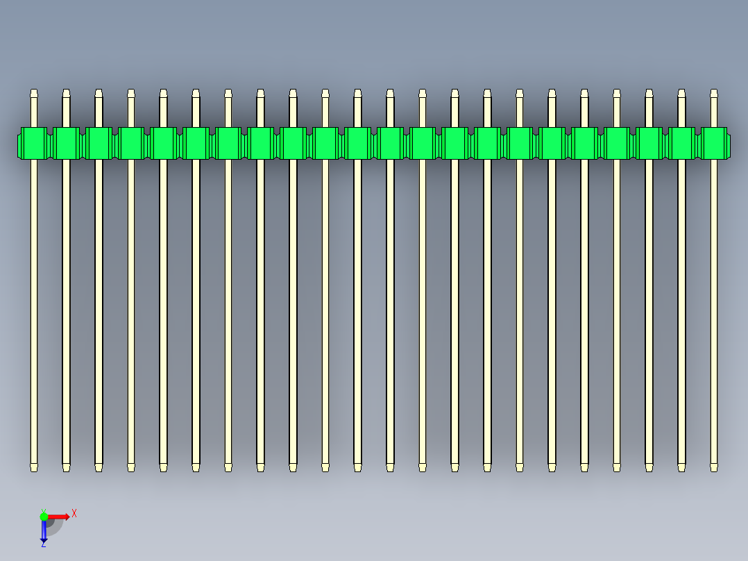 彩色公头100mil（2.54mm）系列-DS1021_green_3x22p_100mil_Type43_rev1.0俯视图