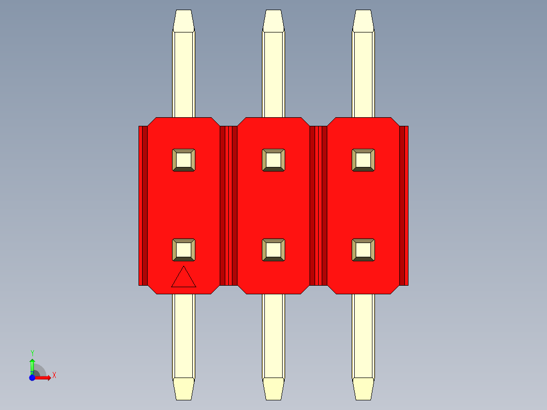 彩色公排针 100mil 2.54mm 系列-DS1022_red_06p_100mil_TypeSMT_rev1.0前视图