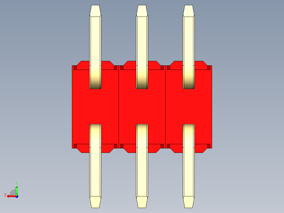 彩色公排针 100mil 2.54mm 系列-DS1022_red_06p_100mil_TypeSMT_rev1.0后视图