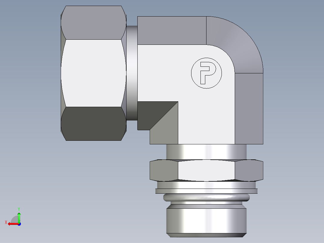 卡套式工业通用硬管接头EO_Adjustable_Locknut_elbow_WEE18LMORCF后视图