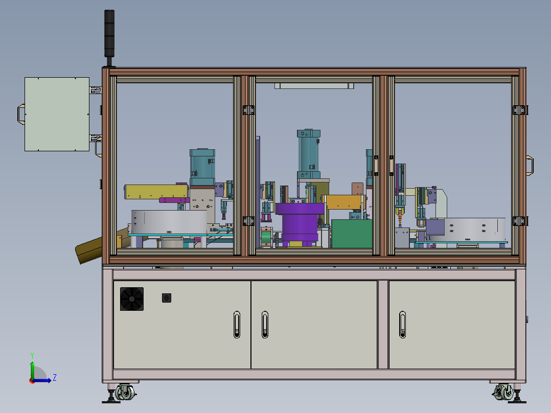 G594 齿轮轴承压装机 工件自动组装 治具循环左视图