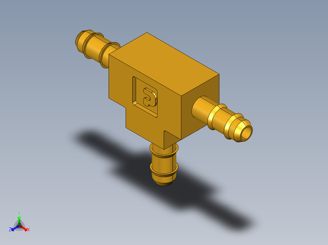 工业通用螺蚊管倒齿式工业硬管接头Union Tee 224-5_32正等轴测图