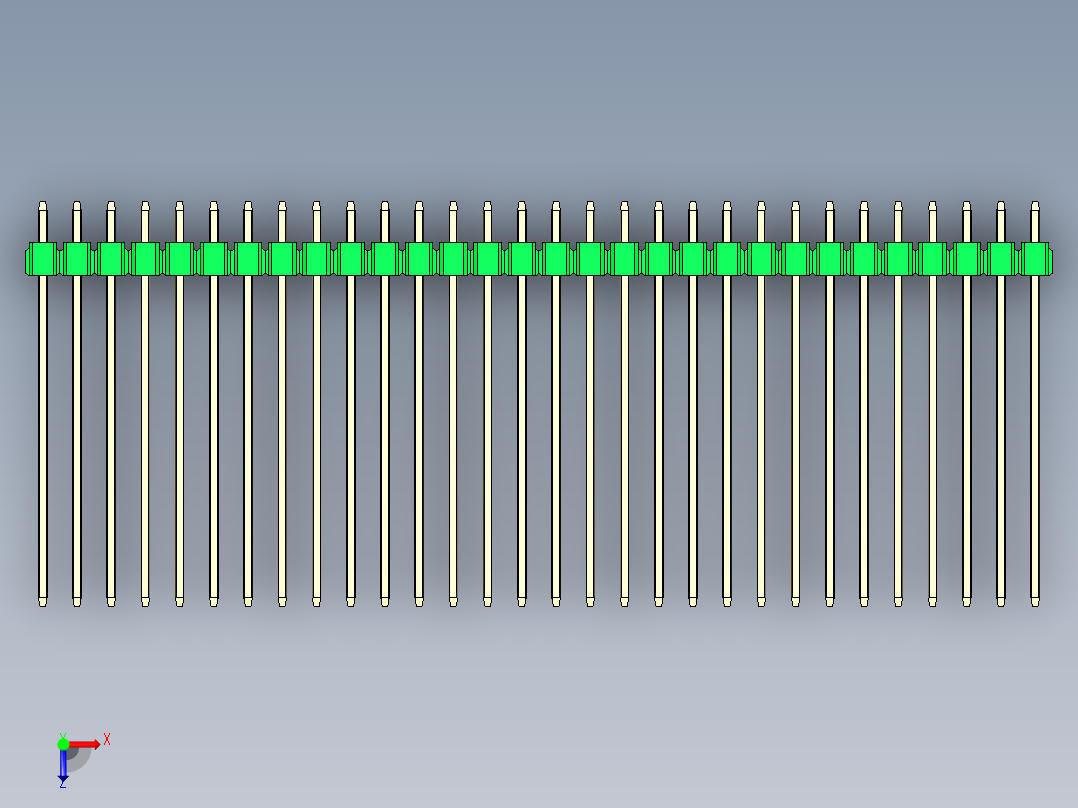 彩色公头100mil（2.54mm）系列-DS1021_green_1x30p_100mil_Type43_rev1.0俯视图