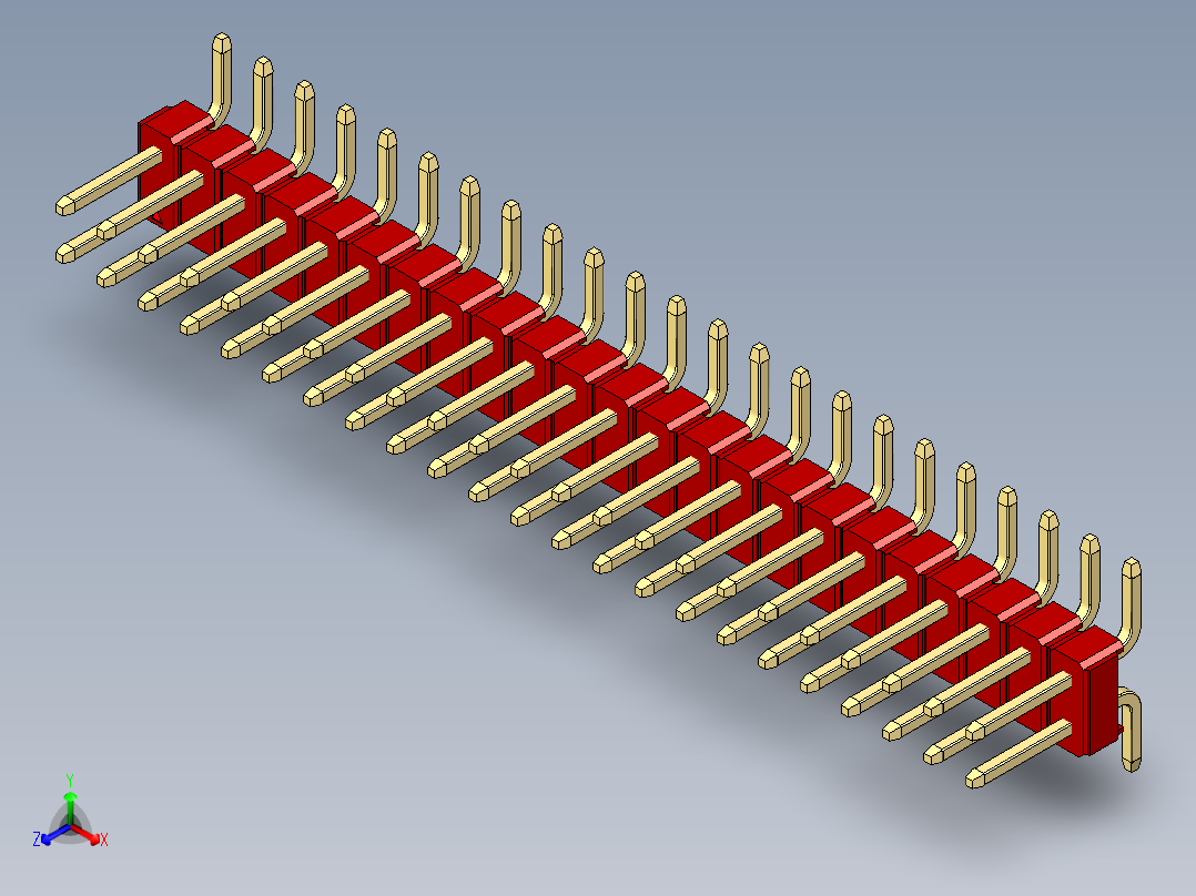 彩色公排针 100mil 2.54mm 系列-DS1022_red_46p_100mil_TypeSMT_rev1.0