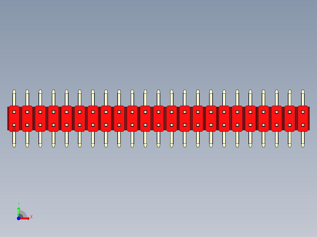 彩色公排针 100mil 2.54mm 系列-DS1022_red_46p_100mil_TypeSMT_rev1.0前视图