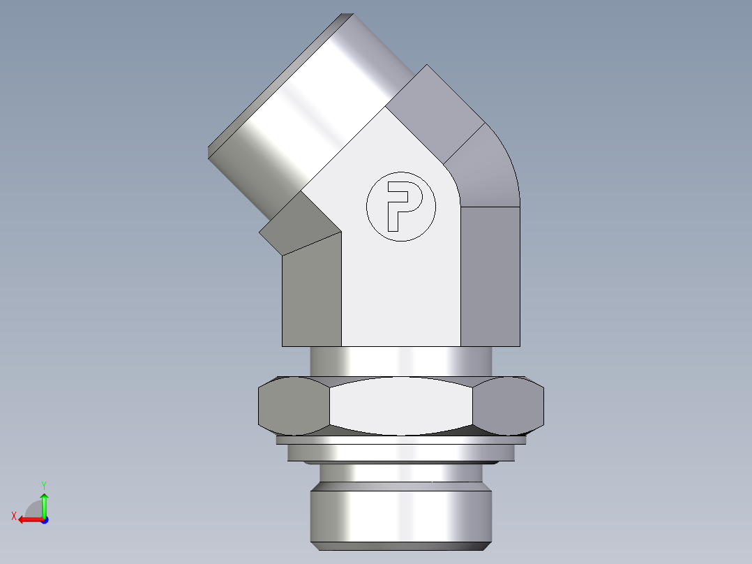 卡套式工业通用硬管接头EO_Adjustable_locknut_45_deg_elbow_VEE22LROMDCF后视图