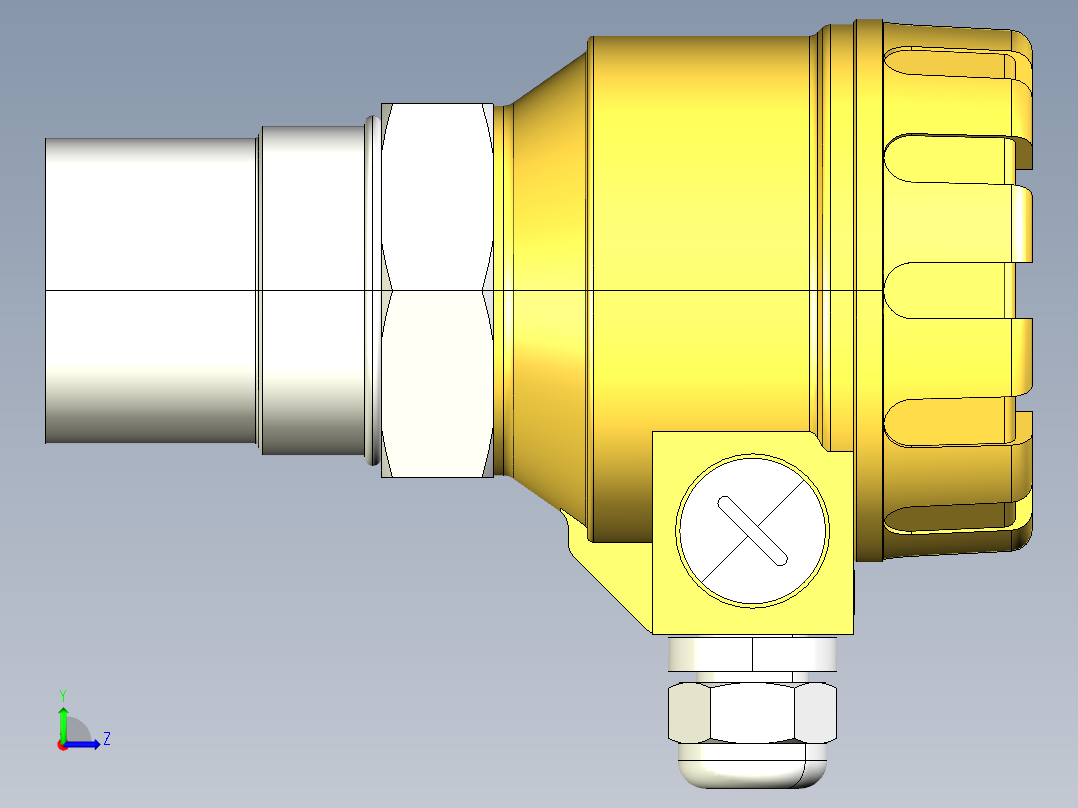 超声波设备TRANSMITTER-RANGE-6m-19.7ft-PVDF-BODY-4-20mA-2-WIRE-RELAY-HART-NPT-THREAD左视图