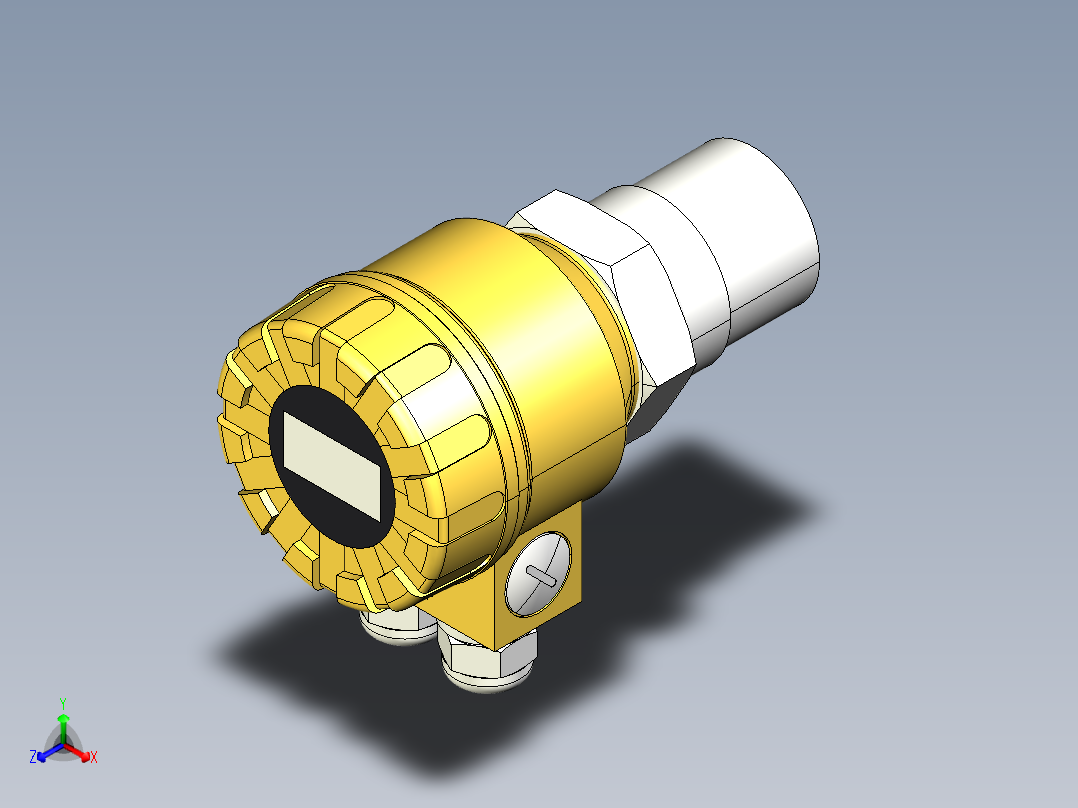 超声波设备TRANSMITTER-RANGE-6m-19.7ft-PVDF-BODY-4-20mA-2-WIRE-RELAY-HART-NPT-THREAD正等轴测图