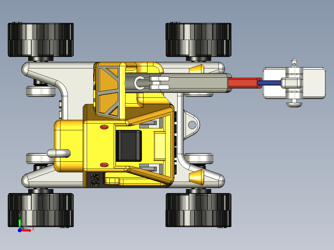 黄色皮卡起重机玩具前视图