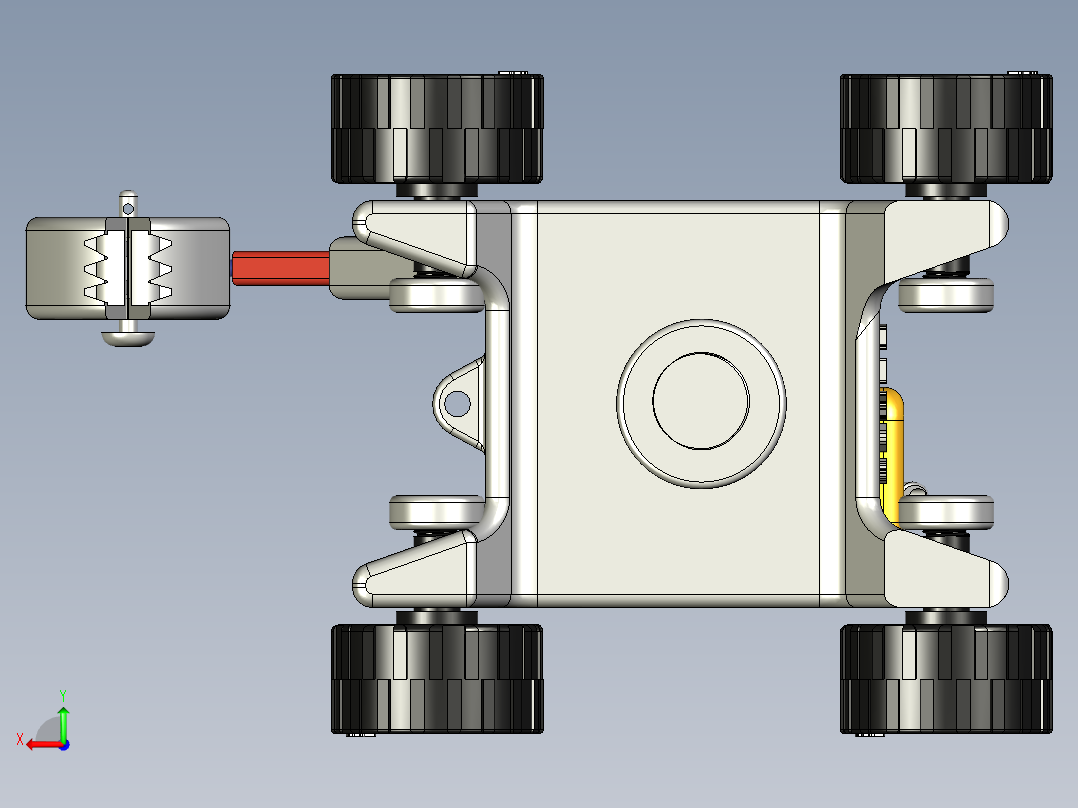 黄色皮卡起重机玩具后视图