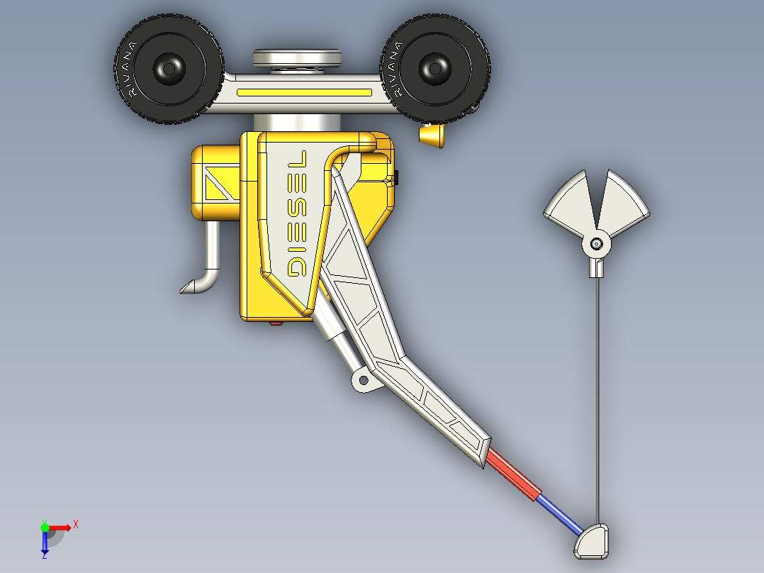 黄色皮卡起重机玩具俯视图