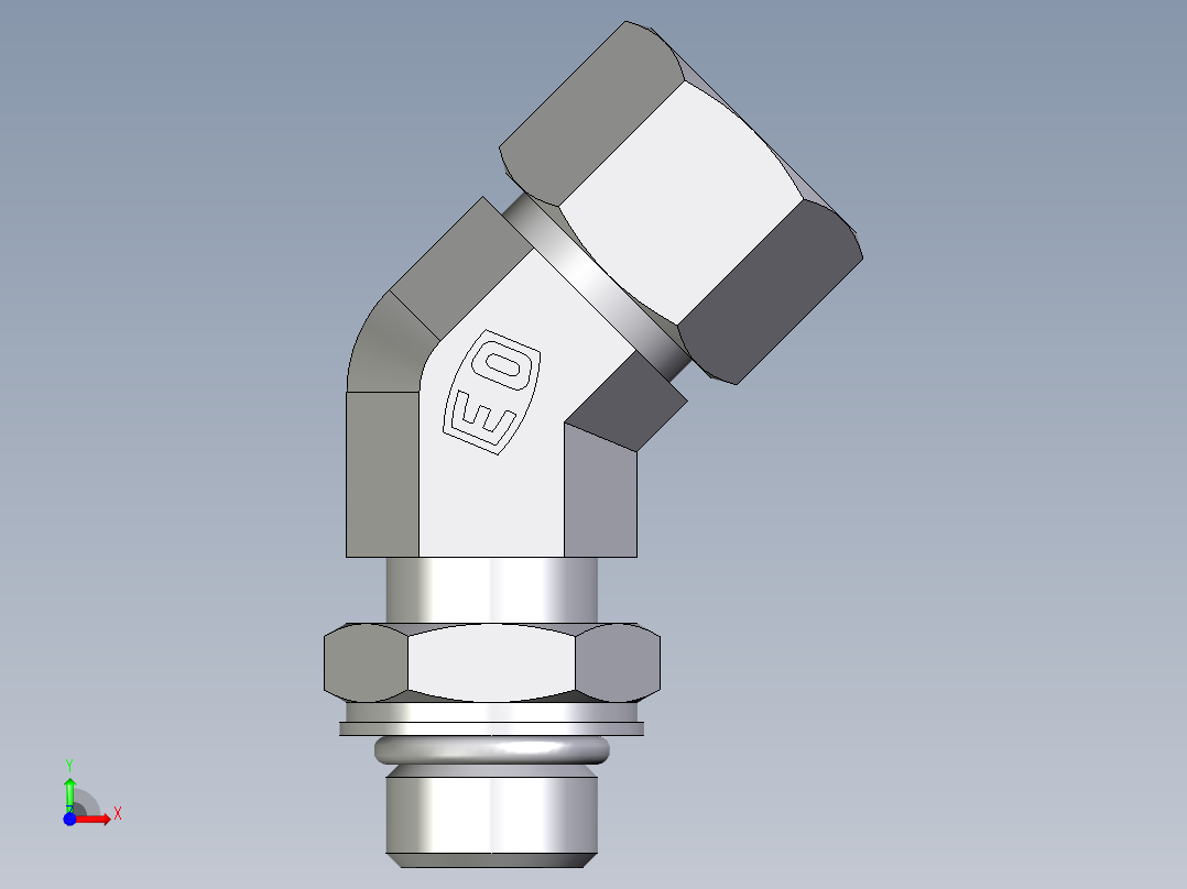 卡套式工业通用硬管接头EO_Adjustable_locknut_45_deg_elbow_VEE12ZLMORCF前视图