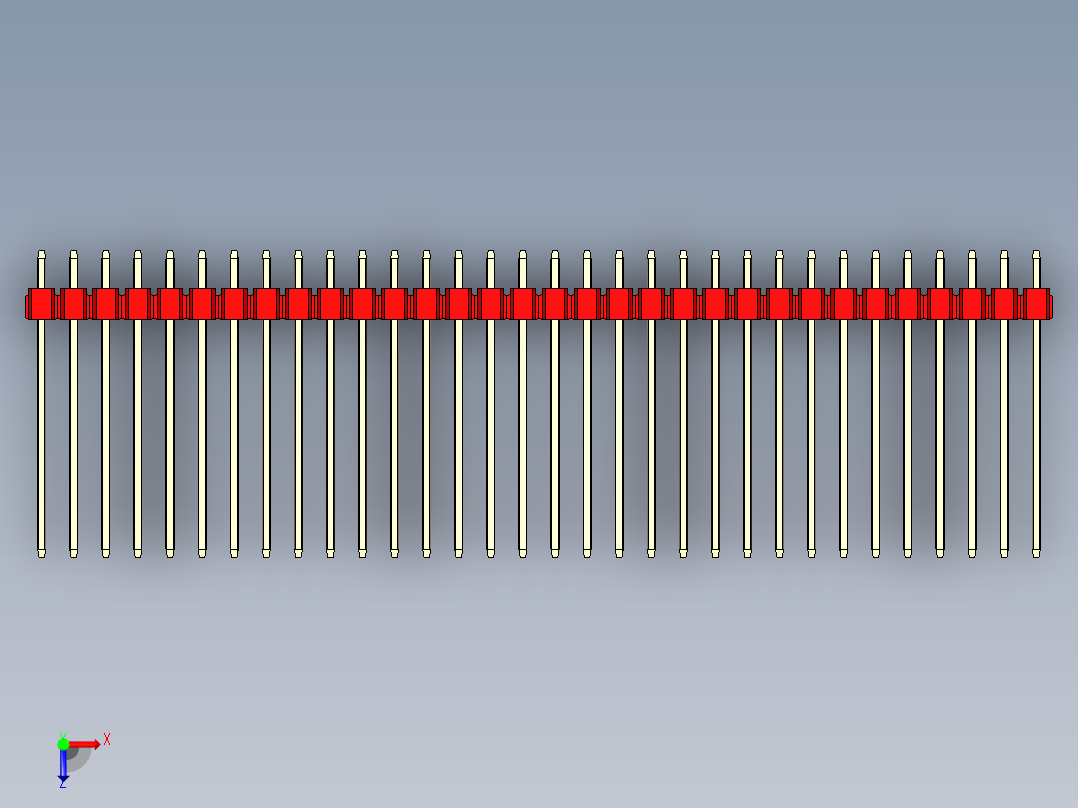 彩色公头100mil（2.54mm）系列-DS1021_red_3x32p_100mil_Type19_rev1.0俯视图
