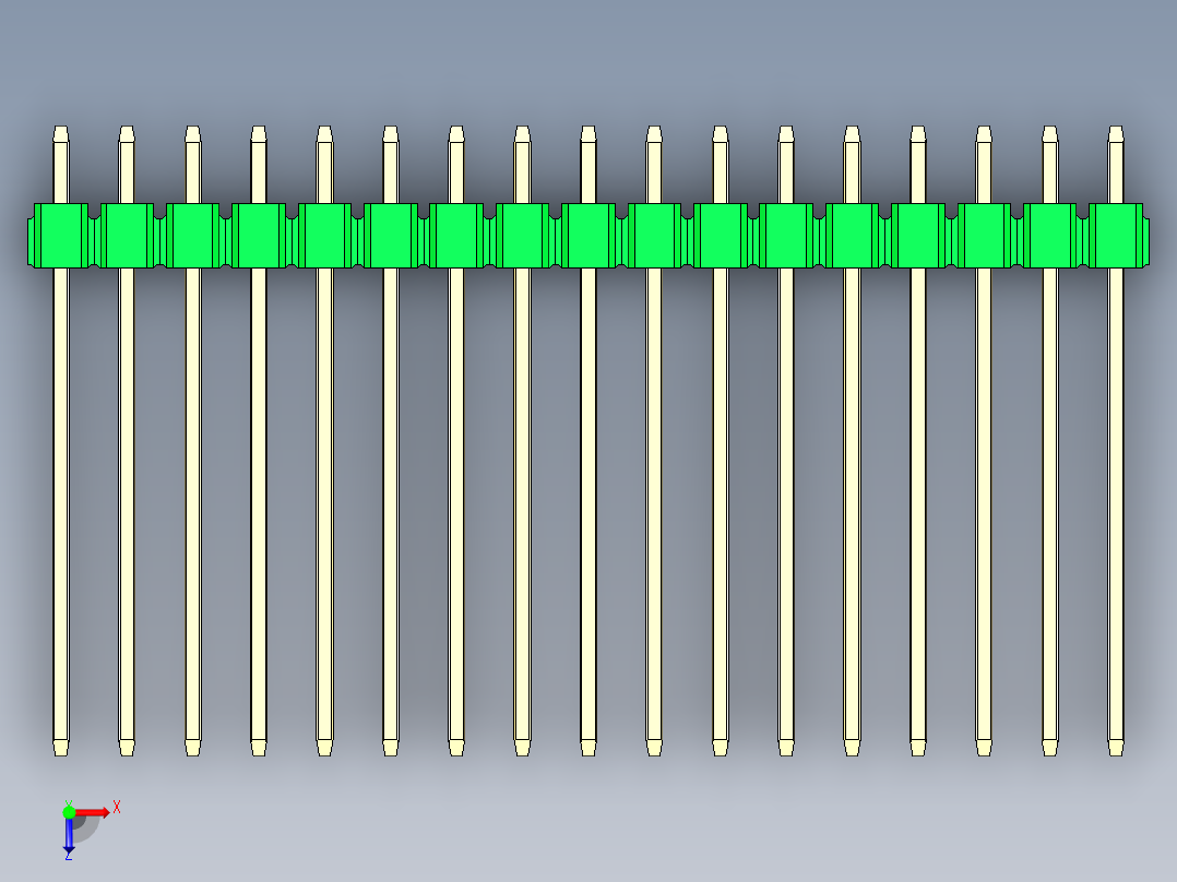 彩色公头100mil（2.54mm）系列-DS1021_green_3x17p_100mil_Type19_rev1.0俯视图