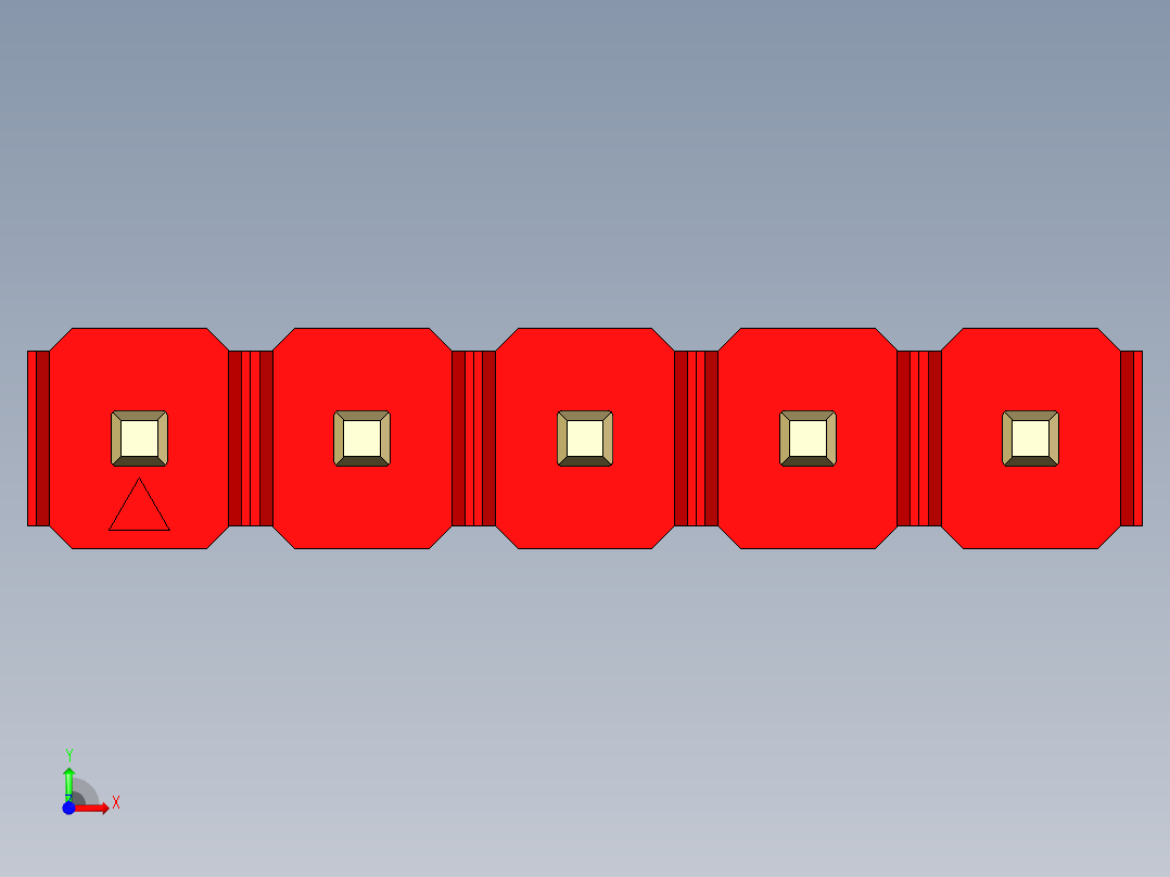 彩色公头100mil（2.54mm）系列-DS1021_red_1x05p_100mil_Type43_rev1.0前视图