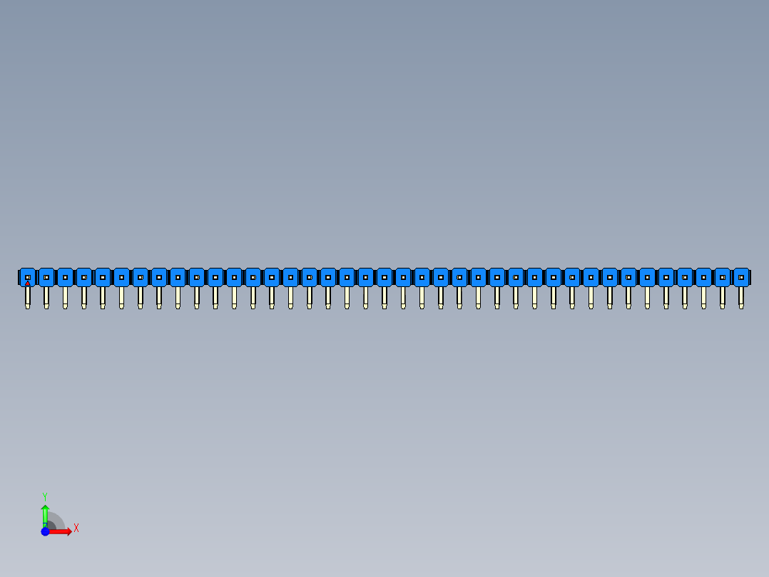 彩色公排针 100mil 2.54mm 系列-DS1022_blue_1x39p_100mil_TypeD_rev1.0前视图