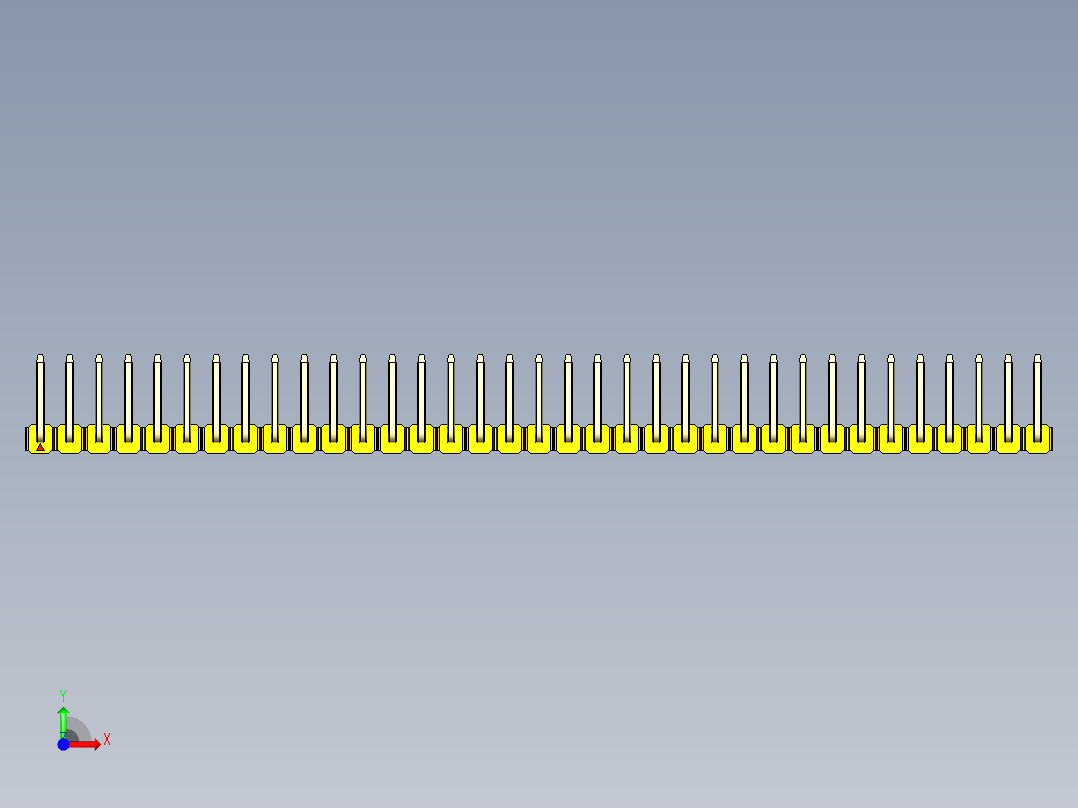 彩色公排针 100mil 2.54mm 系列-DS1022_yellow_35p_100mil_TypeU_rev1.0前视图