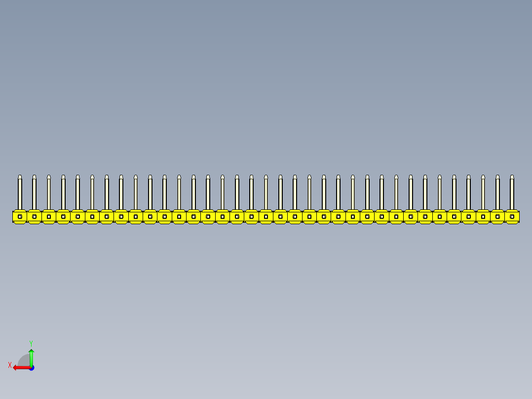彩色公排针 100mil 2.54mm 系列-DS1022_yellow_35p_100mil_TypeU_rev1.0后视图