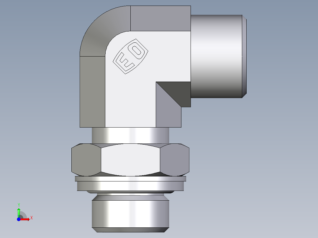 卡套式工业通用硬管接头EO_Adjustable_Locknut_elbow_WEE10SROMDCF前视图