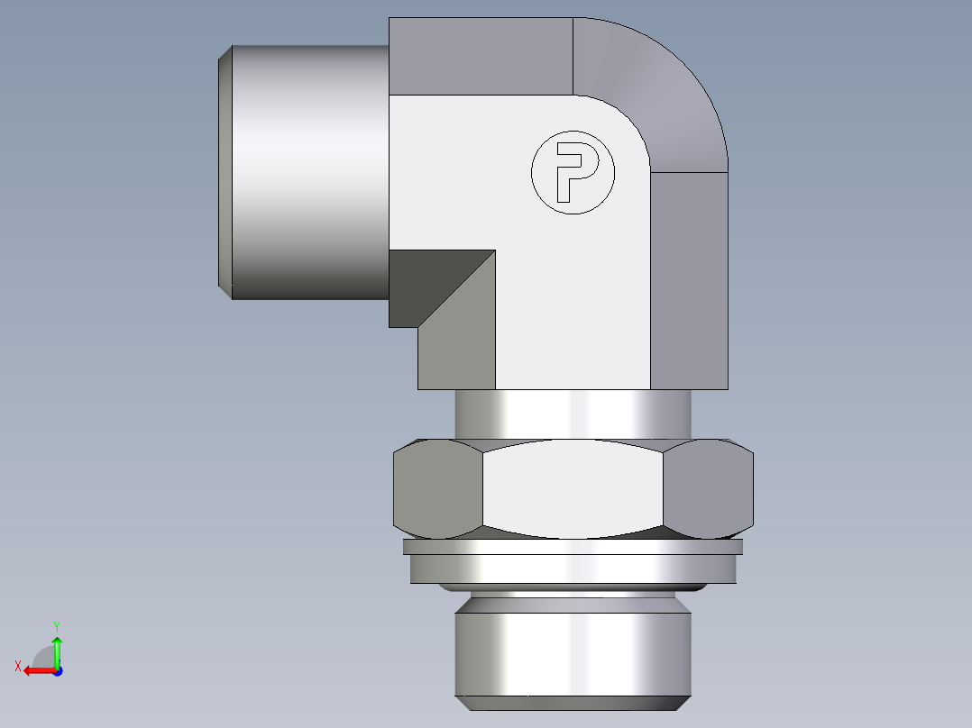 卡套式工业通用硬管接头EO_Adjustable_Locknut_elbow_WEE10SROMDCF后视图
