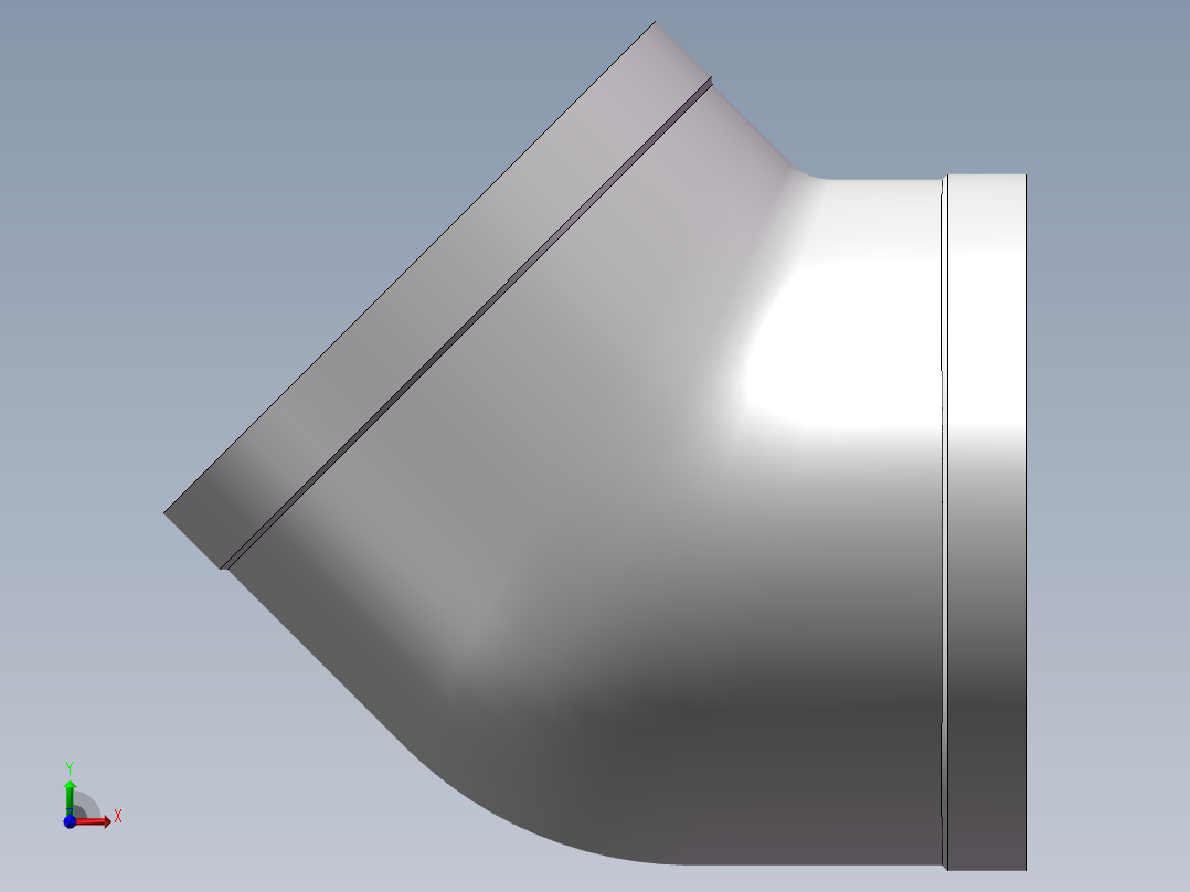弯头-45°等径 DN100前视图