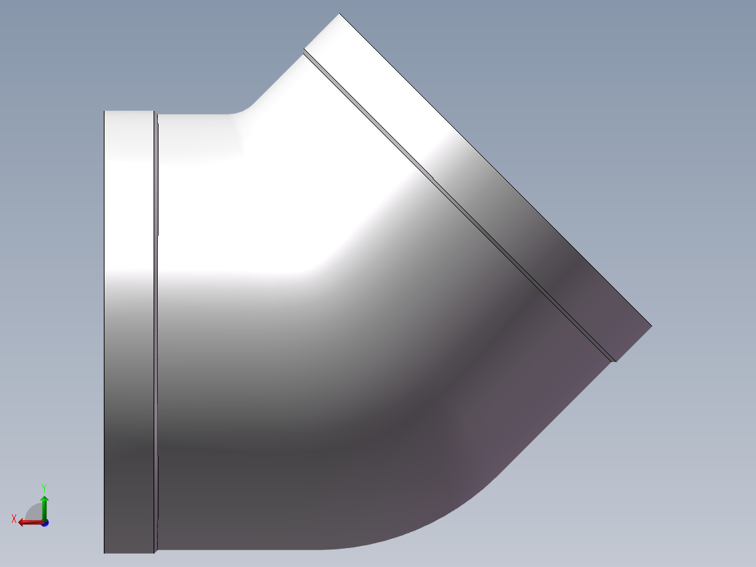 弯头-45°等径 DN100后视图