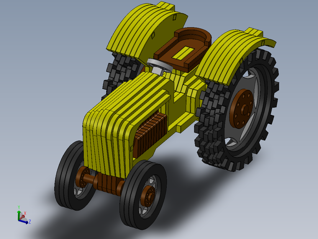 激光下料拼图拖拉机Parasolid, SOLIDWORKS 2016