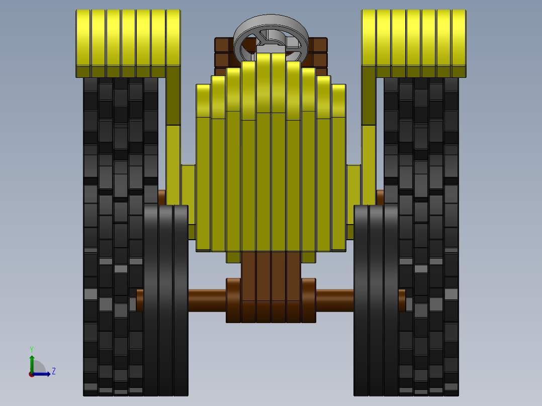 激光下料拼图拖拉机Parasolid, SOLIDWORKS 2016左视图
