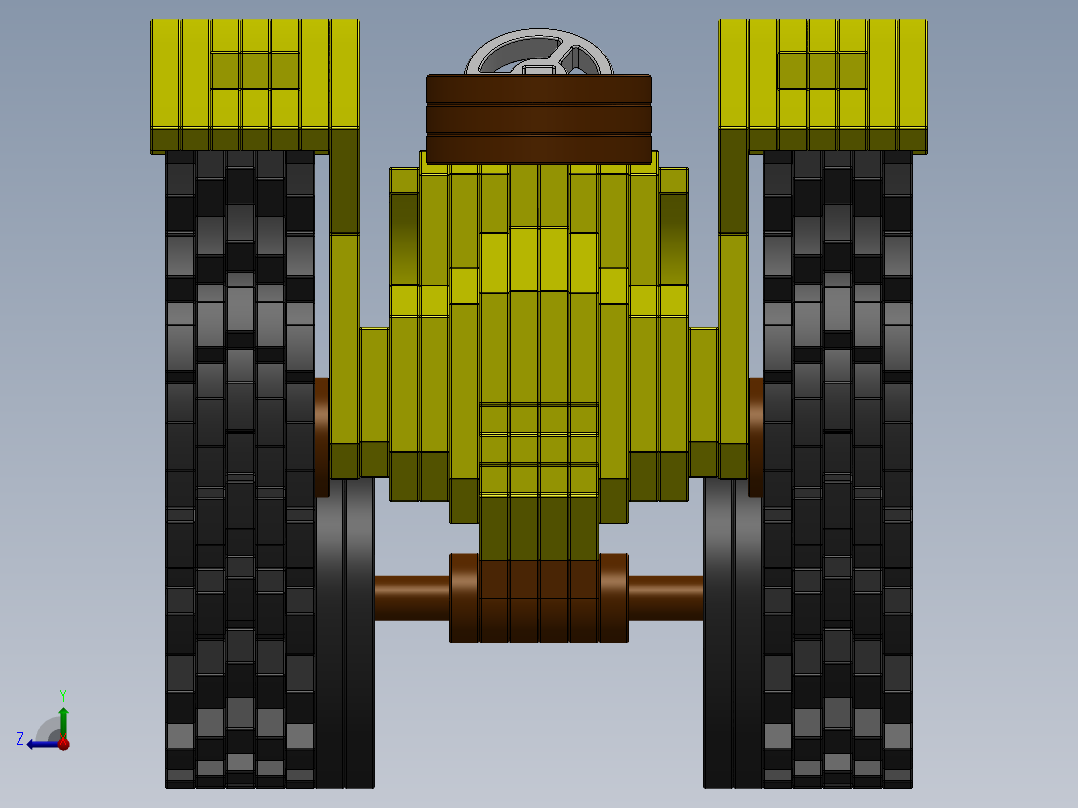 激光下料拼图拖拉机Parasolid, SOLIDWORKS 2016右视图