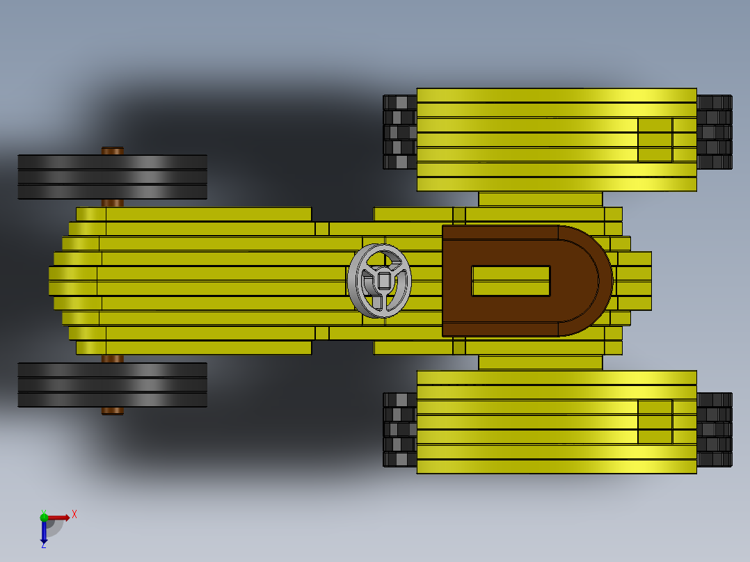 激光下料拼图拖拉机Parasolid, SOLIDWORKS 2016俯视图