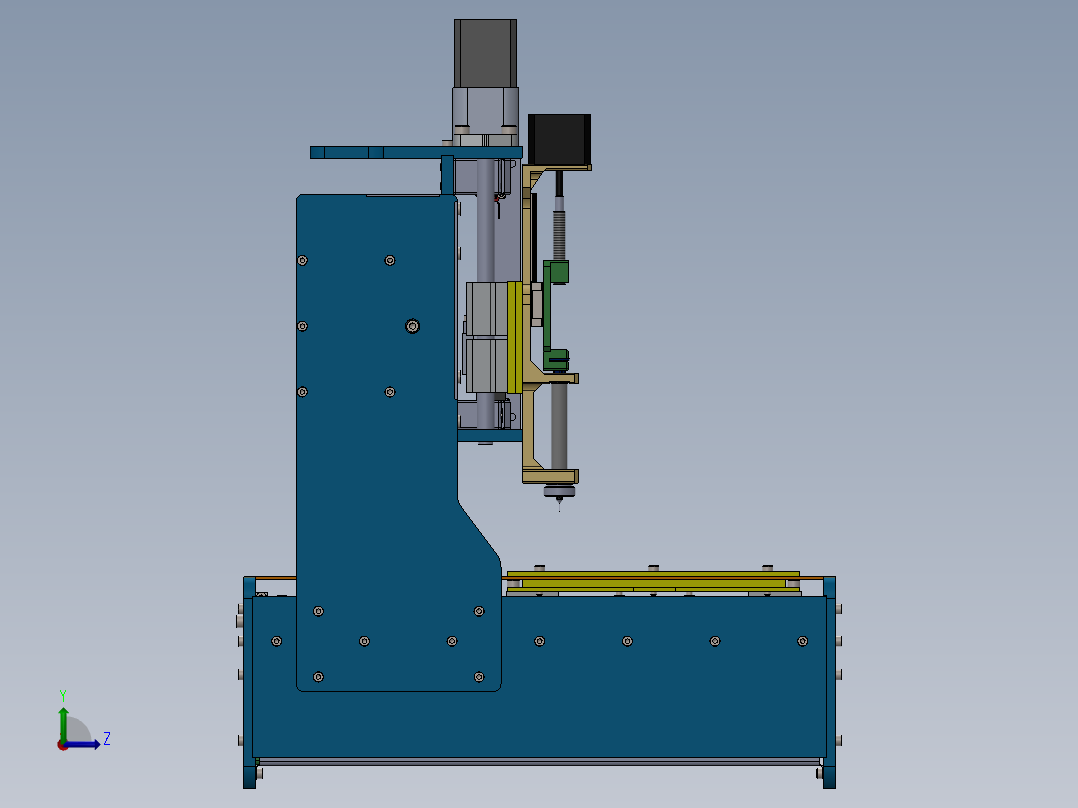 CNC桌面数控点胶机sw17可编辑左视图