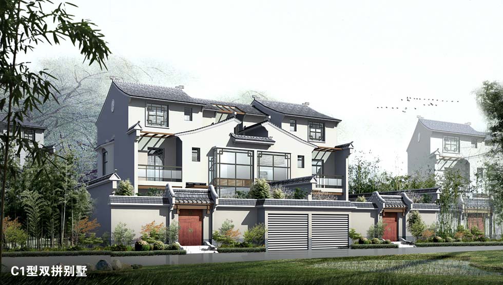 传统仿古中式徽派建筑民俗民居住宅马头墙SU模型CAD图纸大样详图
