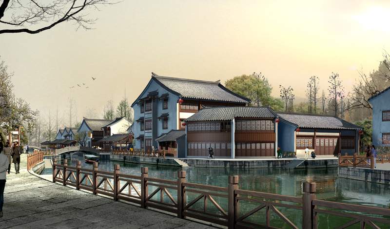 传统仿古中式徽派建筑民俗民居住宅马头墙SU模型CAD图纸大样详图