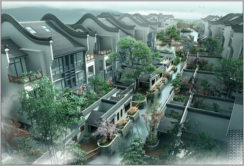 传统仿古中式徽派建筑民俗民居住宅马头墙SU模型CAD图纸大样详图