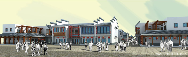 传统仿古中式徽派建筑民俗民居住宅马头墙SU模型CAD图纸大样详图