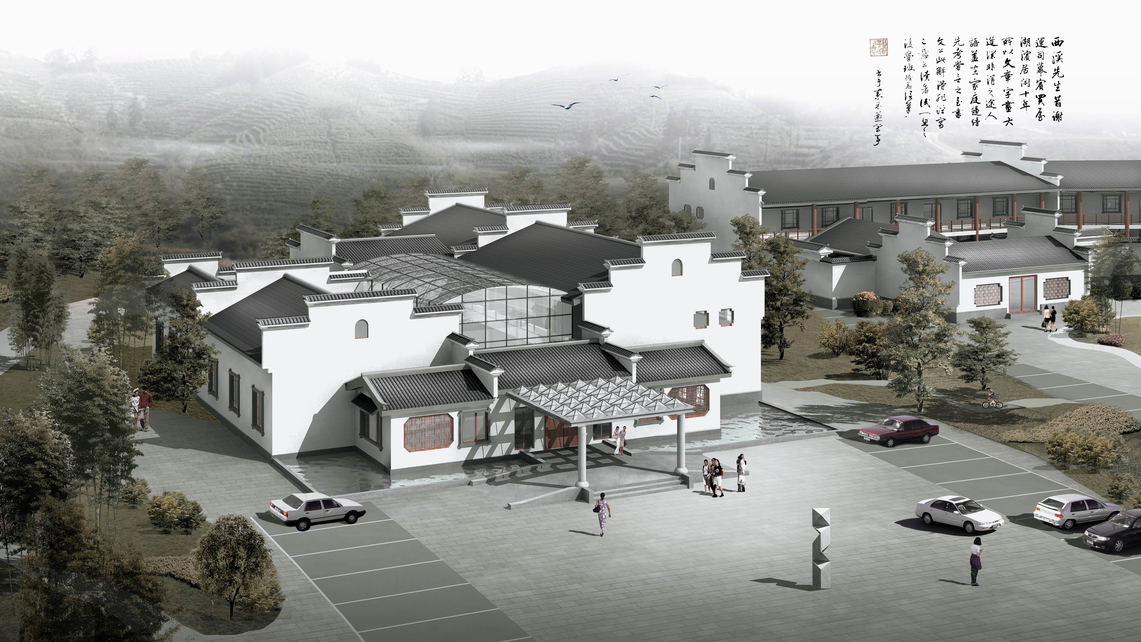 传统仿古中式徽派建筑民俗民居住宅马头墙SU模型CAD图纸大样详图