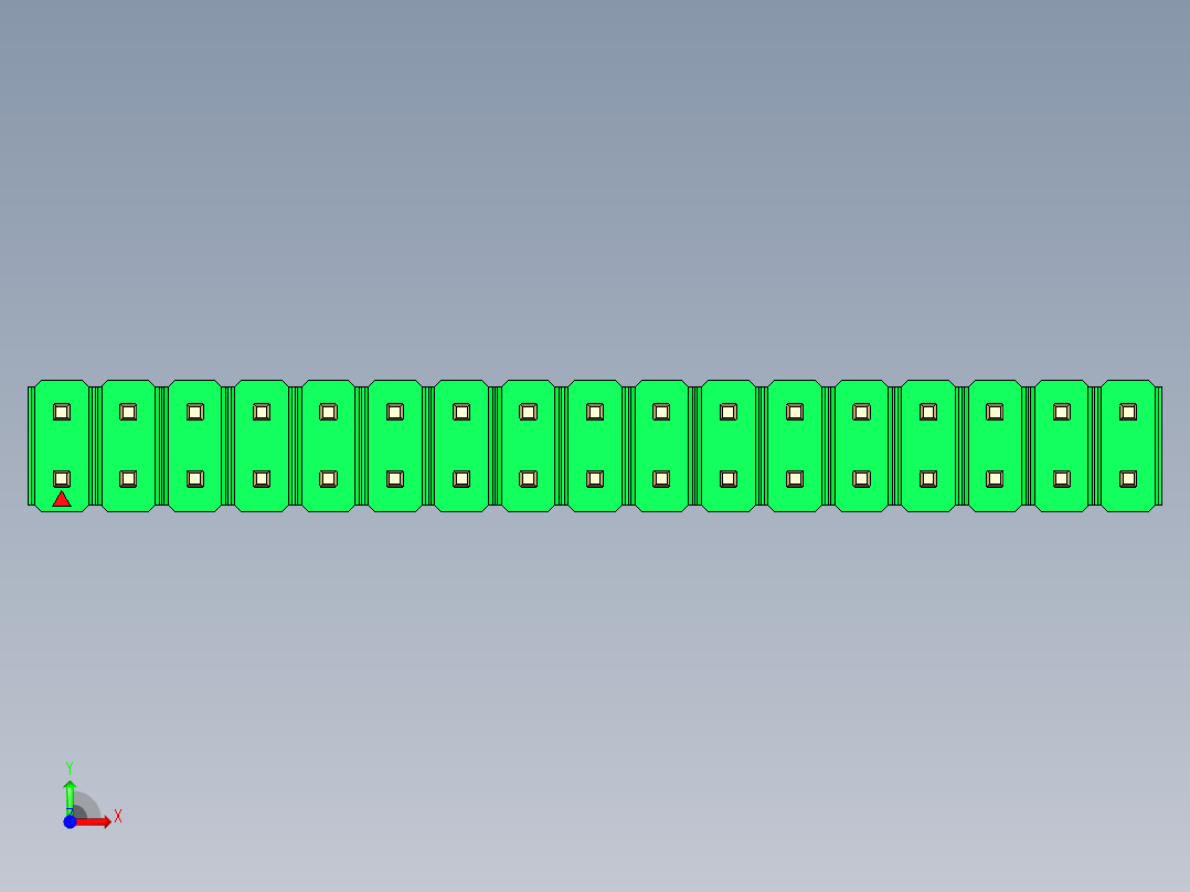 彩色公头100mil（2.54mm）系列-DS1021_green_2x17p_100mil_Type19_rev1.0前视图