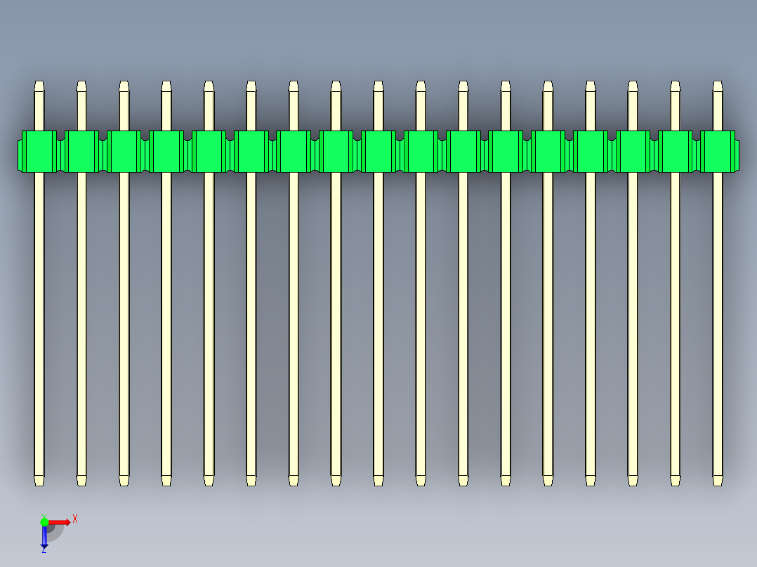 彩色公头100mil（2.54mm）系列-DS1021_green_2x17p_100mil_Type19_rev1.0俯视图