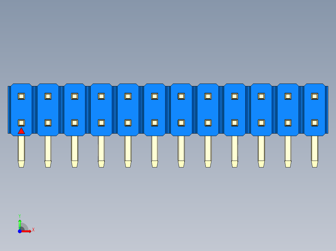 彩色公排针 100mil 2.54mm 系列-DS1022_blue_2x12p_100mil_TypeD_rev1.0前视图