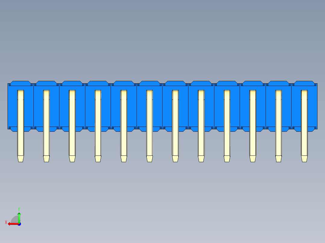 彩色公排针 100mil 2.54mm 系列-DS1022_blue_2x12p_100mil_TypeD_rev1.0后视图